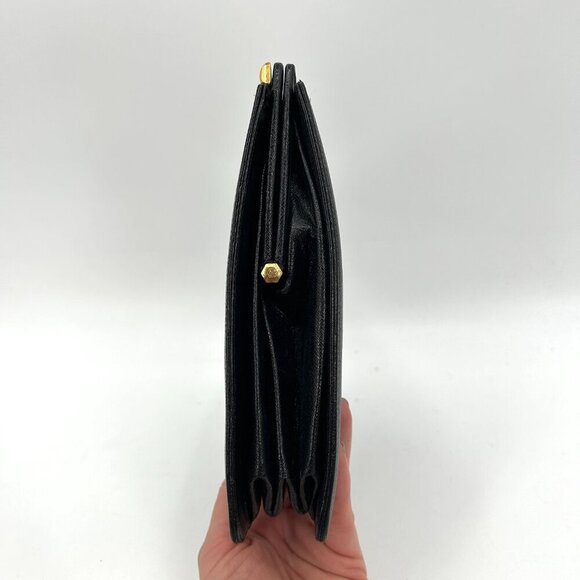 BIENEN DAVIS Vintage 1950's Black Leather Accordion Square Hand Bag Purse - Picture 4 of 8